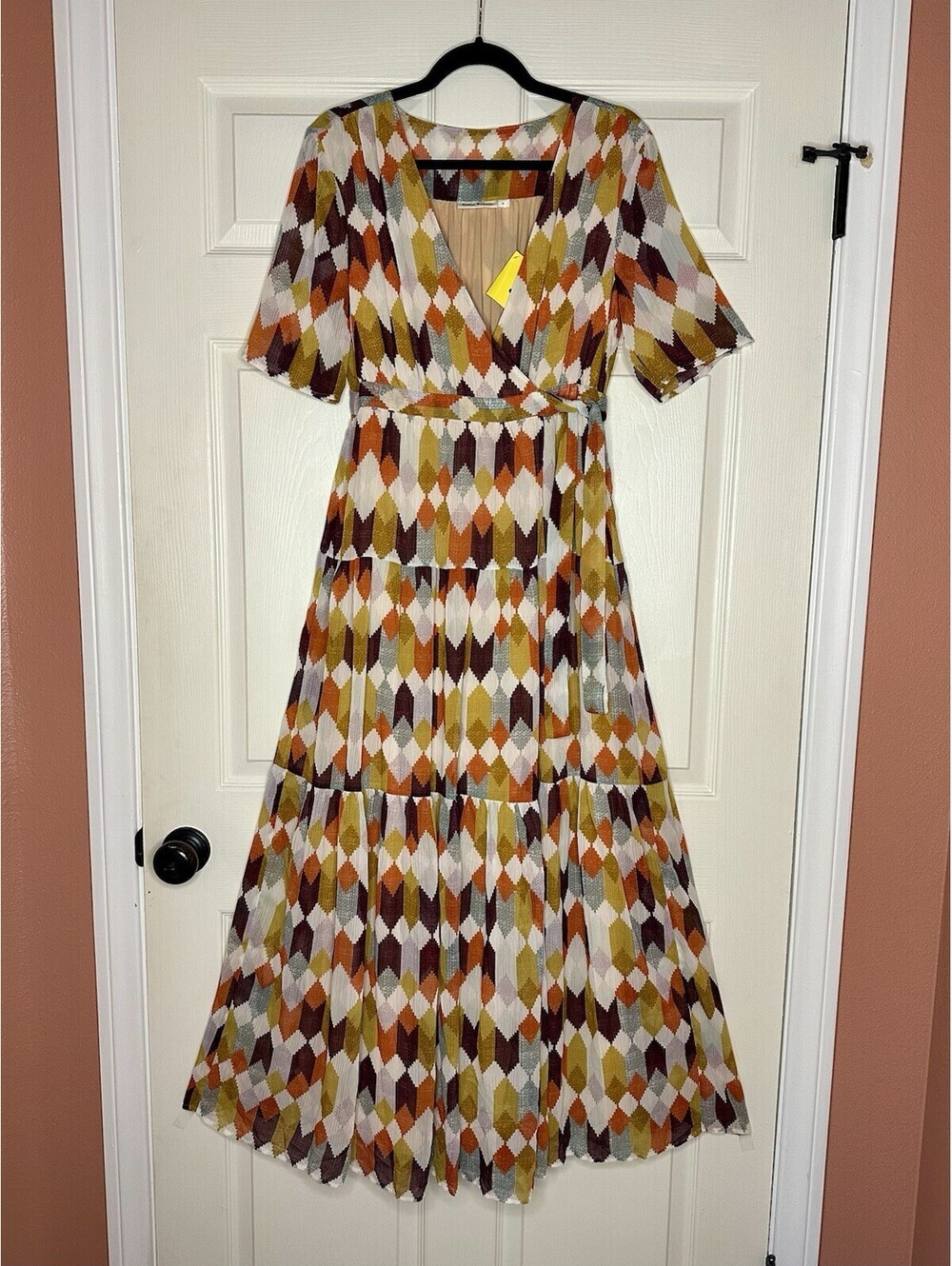 Roller Rabbit Gertrude wrap Dress NWT Medium Anthropologie earth tone Holiday - Picture 2 of 8